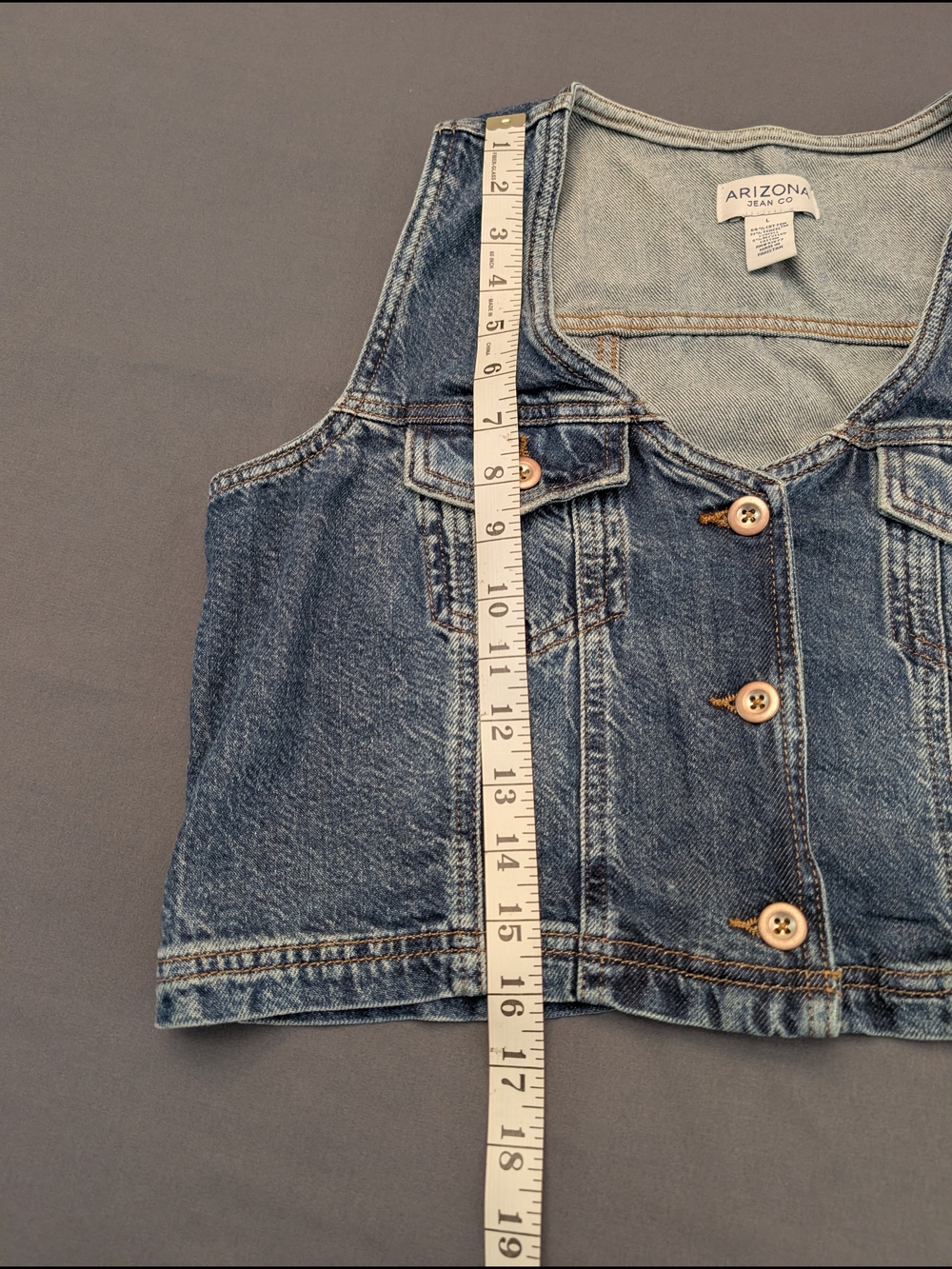 Arizona Jean Co L Denim Crop Vest NWT Blue Jean Button Front Y2K Boho 90s - Picture 4 of 7